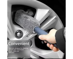 Wielnaafborstel Auto - Microvezel - Zwart - Velgen schoonmaken - Auto schoonmaak accessoires - Auto velgen cleaner - Auto schoonmaken - Glimmende velgen - Moeilijk bereikbare plekken Schoonmaken - B2.3