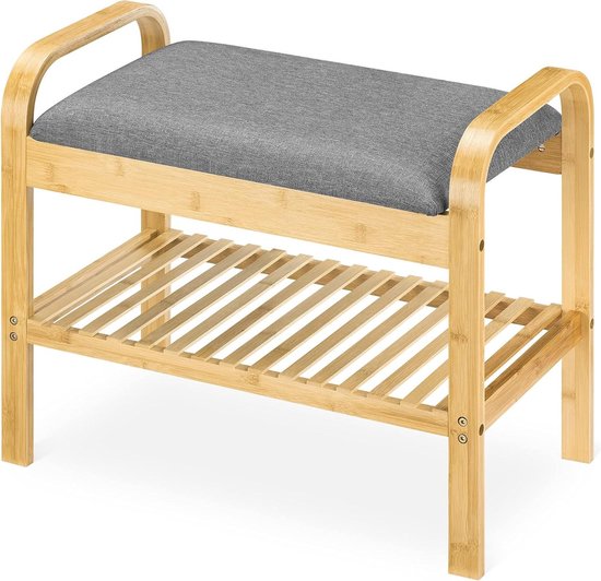 VASAGLE Banc à chaussures, Meuble d'entrée, rembourrée, 3 compartiments