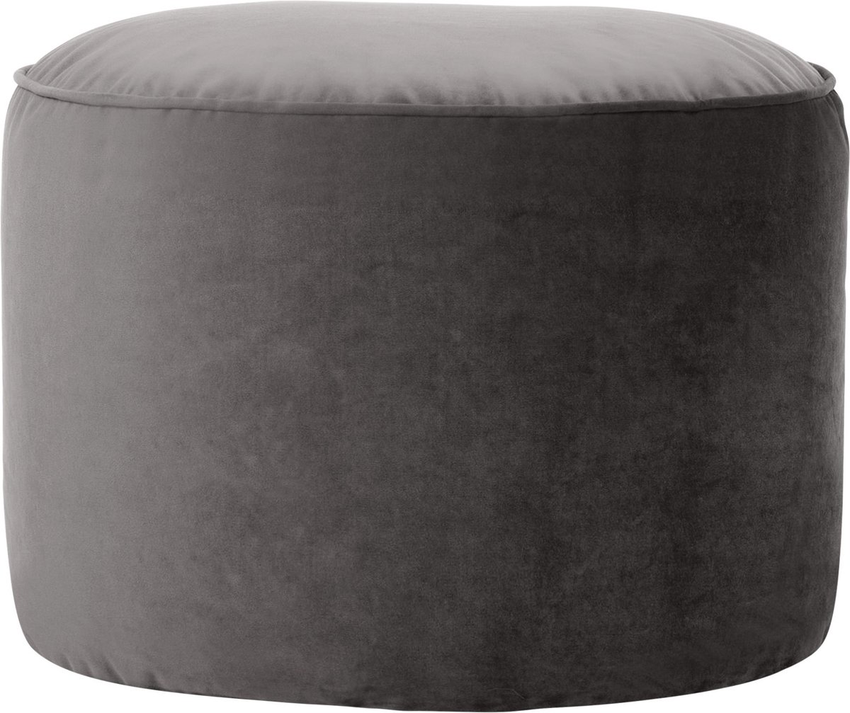 icon - Milano - Ronde Poef - Fluwelen - Houtskool - 55x35x55 - Binnen