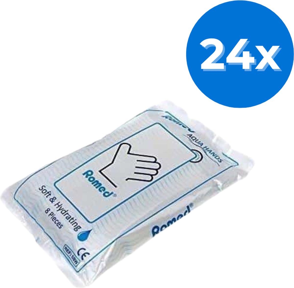 Goedkoopste Romed vochtige washandjes (192 stuks) Aqua Hands - Set van 24 zakjes Romed