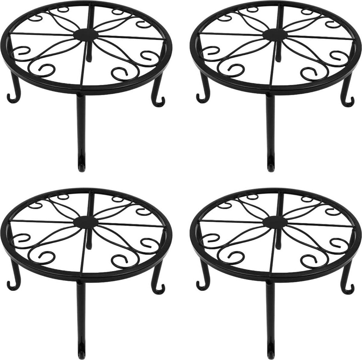 Plantenladder Bloempotstandaard 4 stuks 24 cm rond duurzaam metaal ijzer bloempothouder op de vloer plantenstandaard voor tuin balkon thuis binnen of buiten Plantenladder