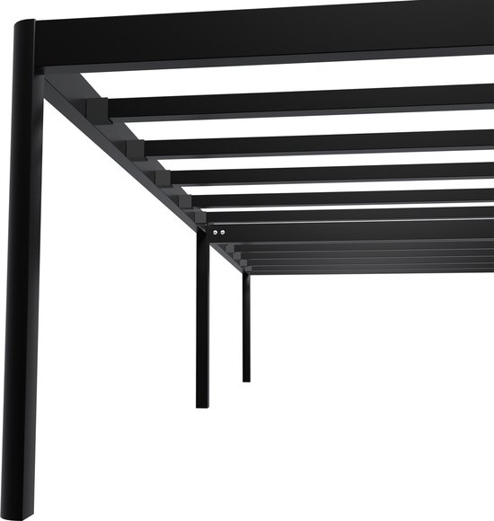 Lit CLP Hamlin - avec espace de rangement - avec sommier à lattes - Cadre de lit robuste - Cadre de lit - Sommier - Avec cadre noir robuste - noir 200x140x41 cm