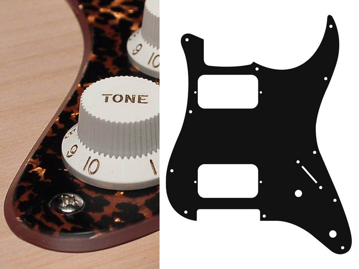 Boston ST-232-RBP pickguard, Stallion, HH, 2 pot holes, 3-5 switch, 2 ply, tiger brown pearl