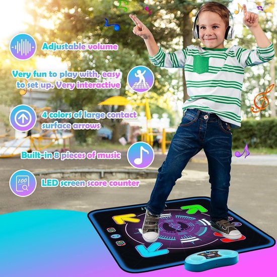 maysida Bluetooth dansmat, kinderspeelgoed voor kinderen van 3 tot 12 jaar, muziekmat met 6 knoppen, 9 moeilijkheidsniveaus, 3 modi, creatief kerstverjaardagscadeau voor meisjes van 4 tot 8 jaar