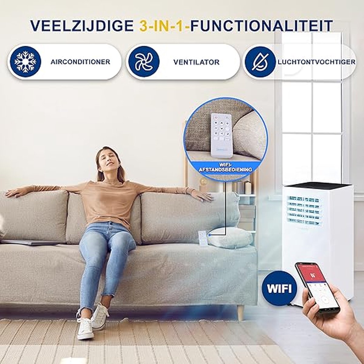 Afbeelding 3 van Kibus Mobiele Airco - 10,000 BTU met Wifi - Airconditioning