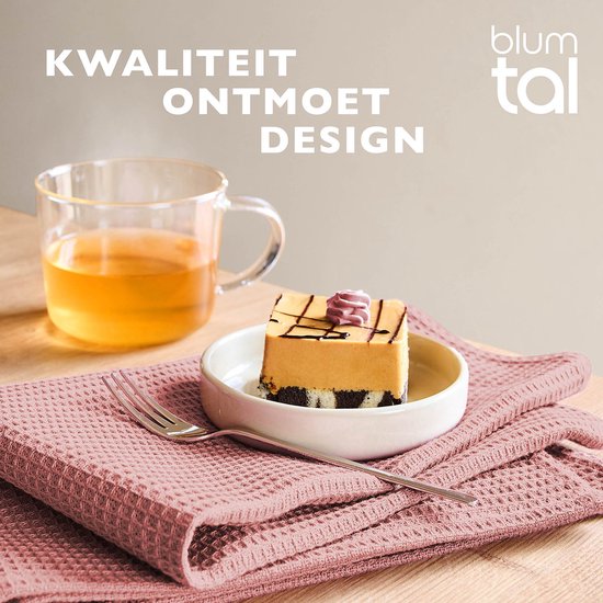 Blumtal® Essuies de vaisselle 50x70 cm - Set de 4 - Essuies de vaisselle coton 100% - Torchons de cuisine lavables à 60 °C - Torchons de Cuisine en coton - Torchons de cuisine - Torchons gaufrés - Torchons - Rose