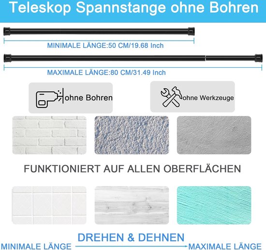 Tringle à rideau - Tringle à rideau 50-80 cm