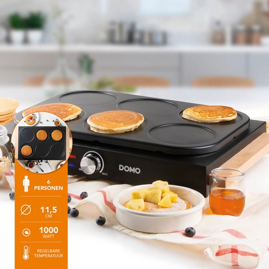 DOMO DO8717PN Pannenkoekenmaker - Crêpe Maker - PFAS-vrije antiaanbaklaag - 6 personen - 6 x Ø 11,5 cm — afbeelding 2