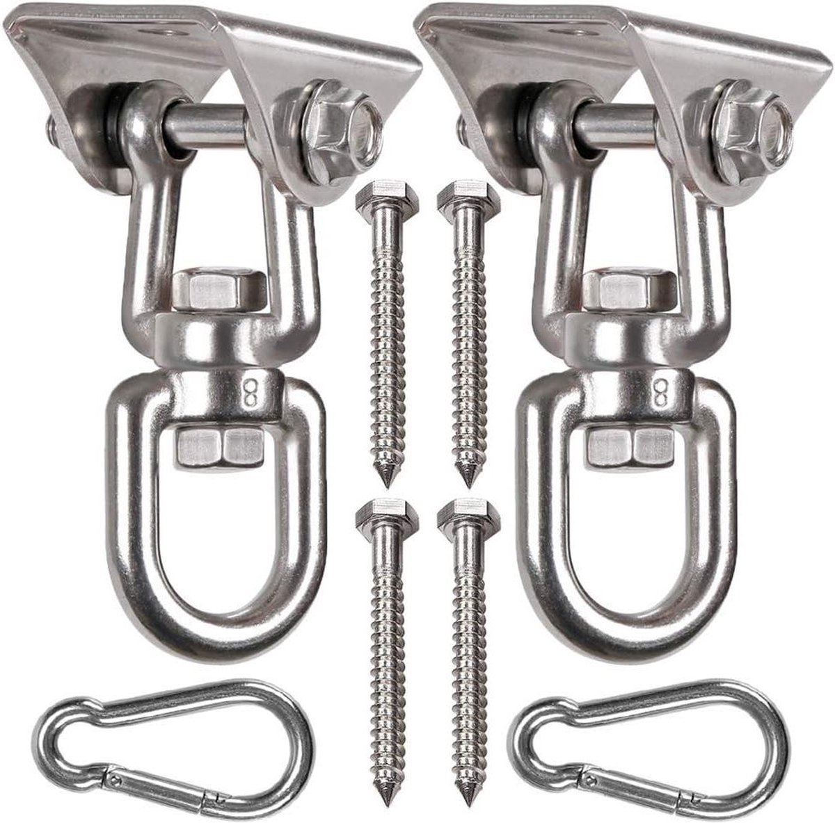 Heavy Duty 360' Draaibare Swing Hanger - RVS Swing Haak voor Plafond - Houten Swing Set Beugel - Ponsen Bag Hanger - Speeltuin Gym Touw Hangmat Stoe - 544 kg Laadcapaciteit - 2 Pack