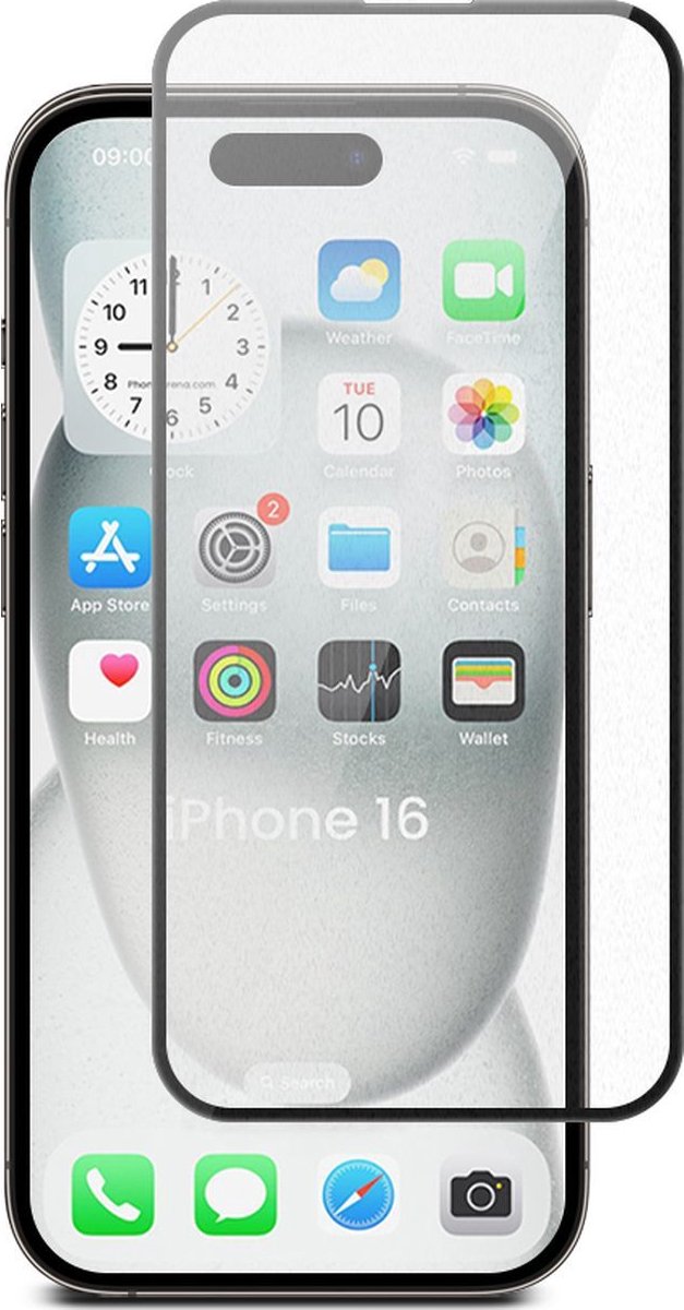 Mobigear Screenprotector geschikt voor Apple iPhone 16 Plus Glazen | Mobigear Premium Screenprotector Anti-Glare - Case Friendly - Zwart
