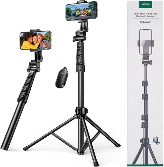 Ugreen - LP680 - selfiestick met standaard en Bluetooth afstandsbediening 1,8m - zwart