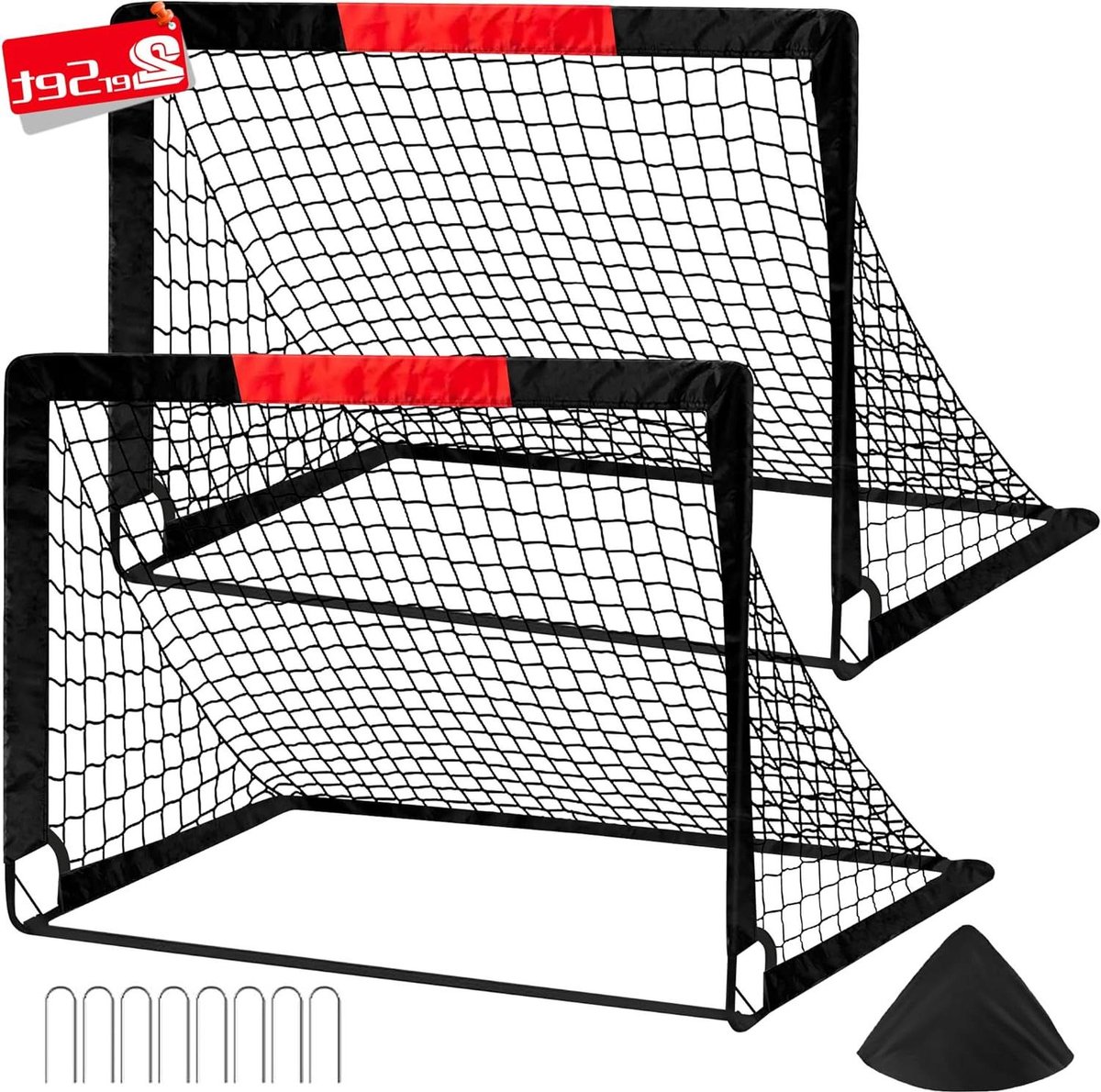 Voetbaldoel voor kinderen - 2-delige set - tuin en outdoor - met draagtas