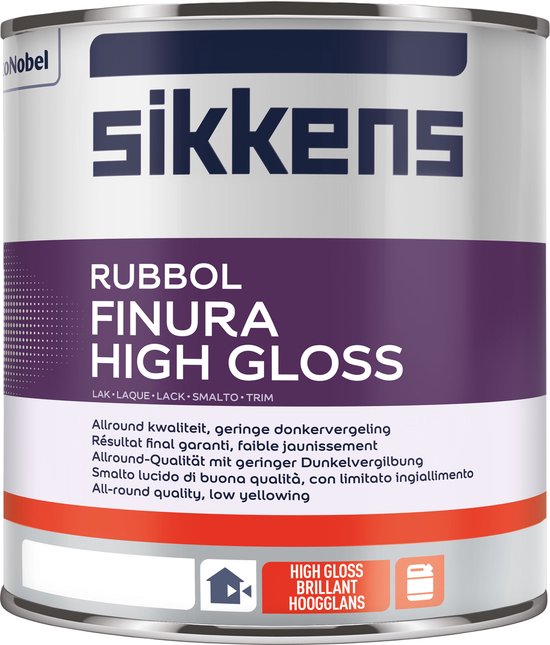 Foto: Sikkens rubbol finura high gloss lakverf dekkend binnen en buiten terpentine basis hoogglans