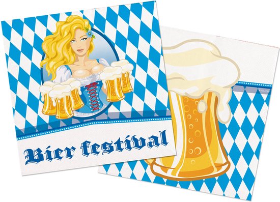 Folat - Oktober bier festival bierpullen servetten - 33 x 33 cm - 20 stuks