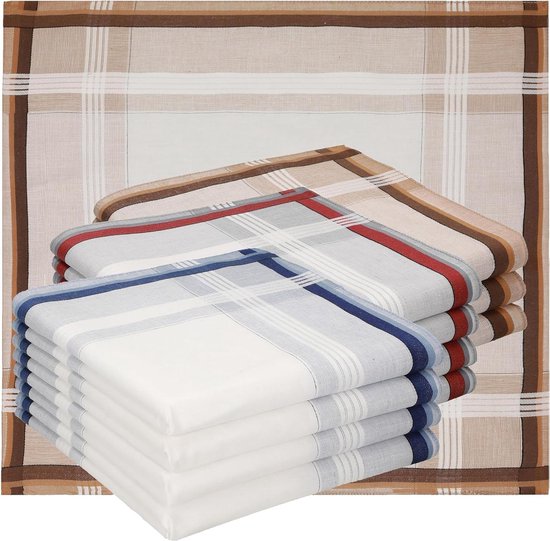 Betz 12 stuks stoffen zakdoeken voor heren - set Leo 4-100% katoen - maat 40 x 40 cm - Dessin 1