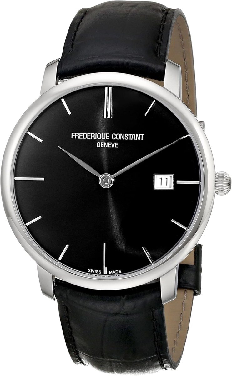 Frédérique Constant Slimline FC-306G4S6 Horloge - Leer - Zwart - Ø 39 mm