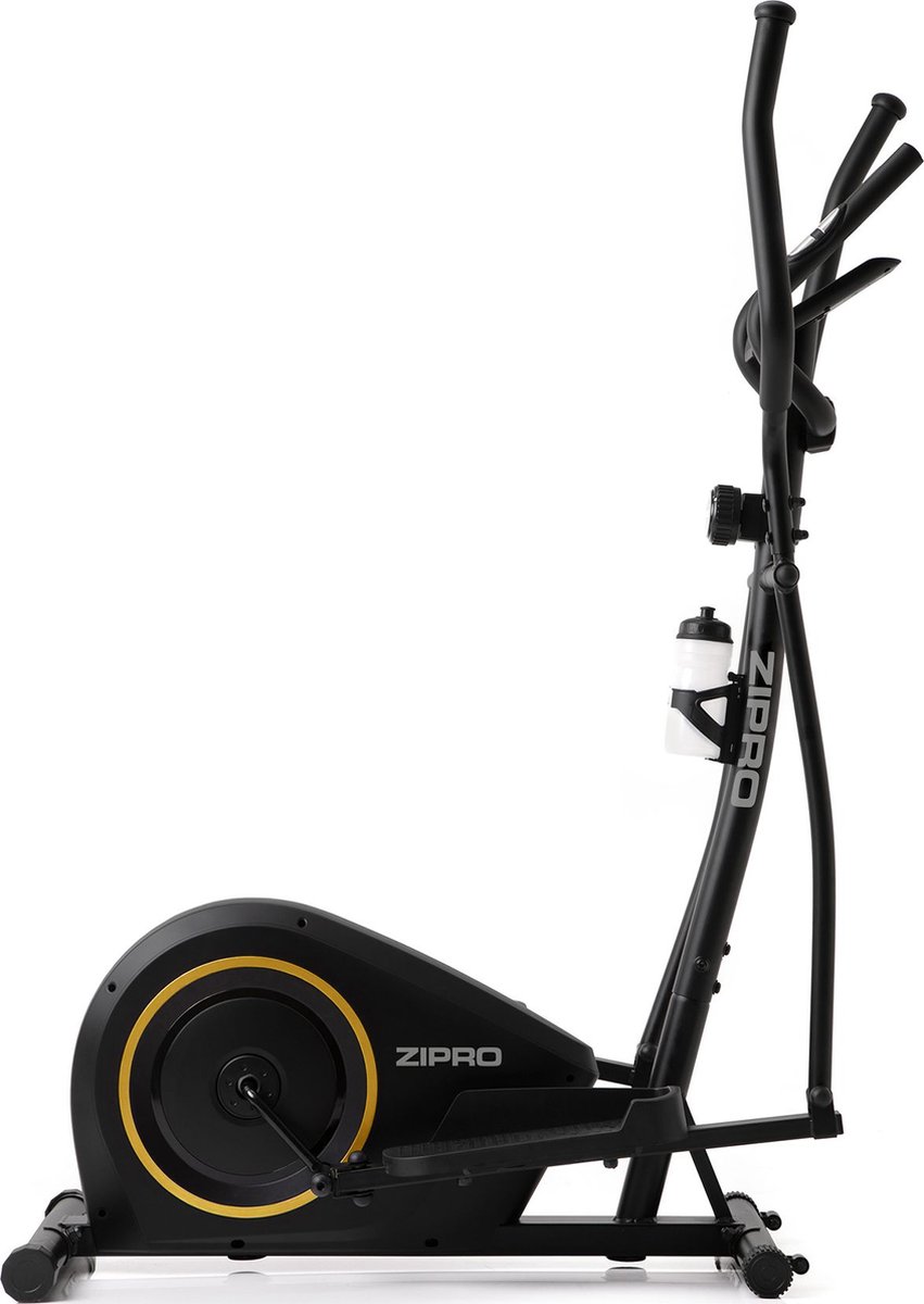 Zipro Burn Gold Magnetische Crosstrainer, Hartslagsensoren, Gemakkelijk te transporteren, Antislippedalen, Flessenhouder, Homegym, Stabiele structuur, Max. gebruikersgewicht 120 kg, zwart en goud