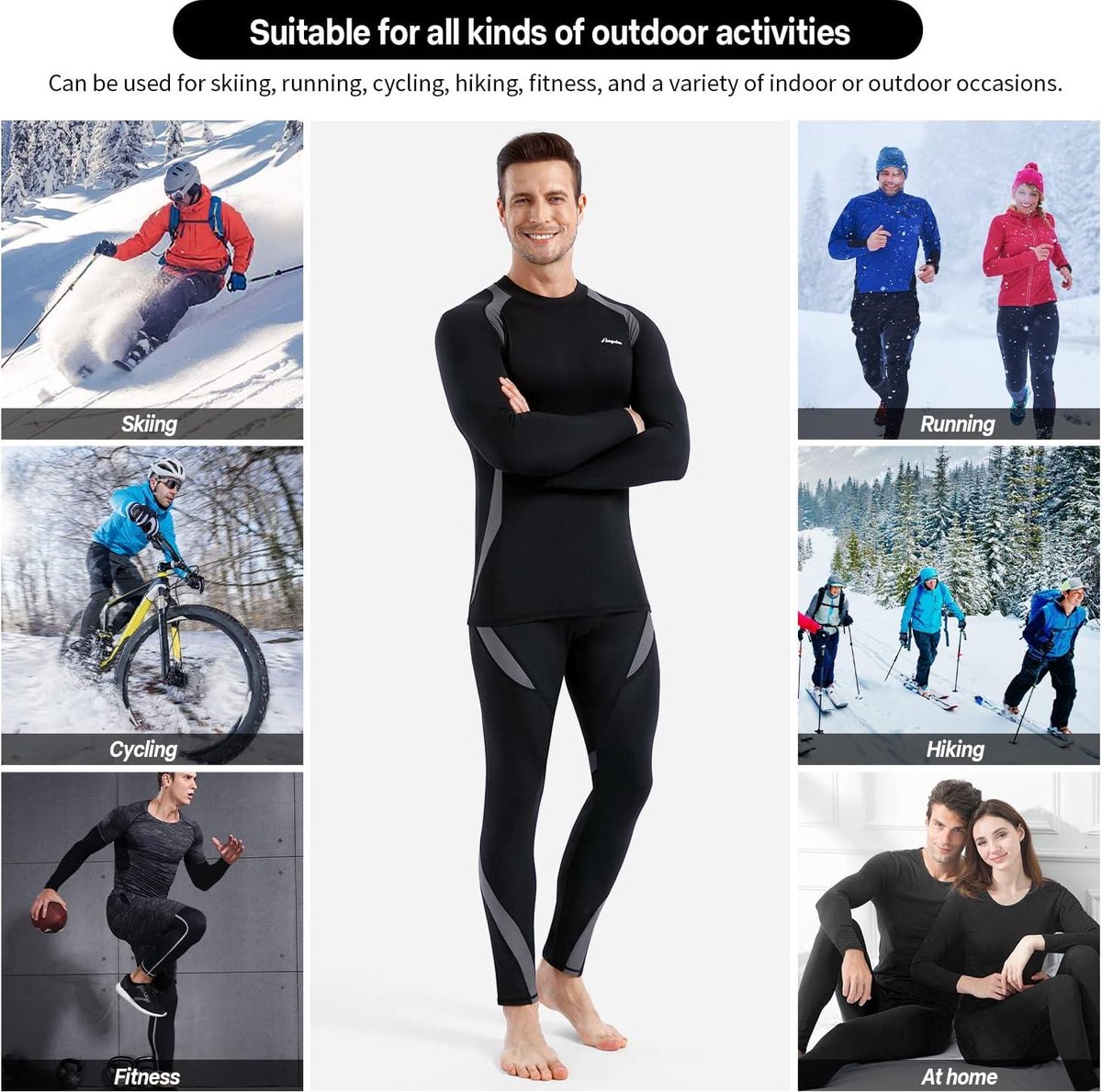 Verwarmde thermische ondergoedset voor mannen vrouwen,USB-oplaad,42 zones intelligente verwarmde koude winterkleding & 3XL