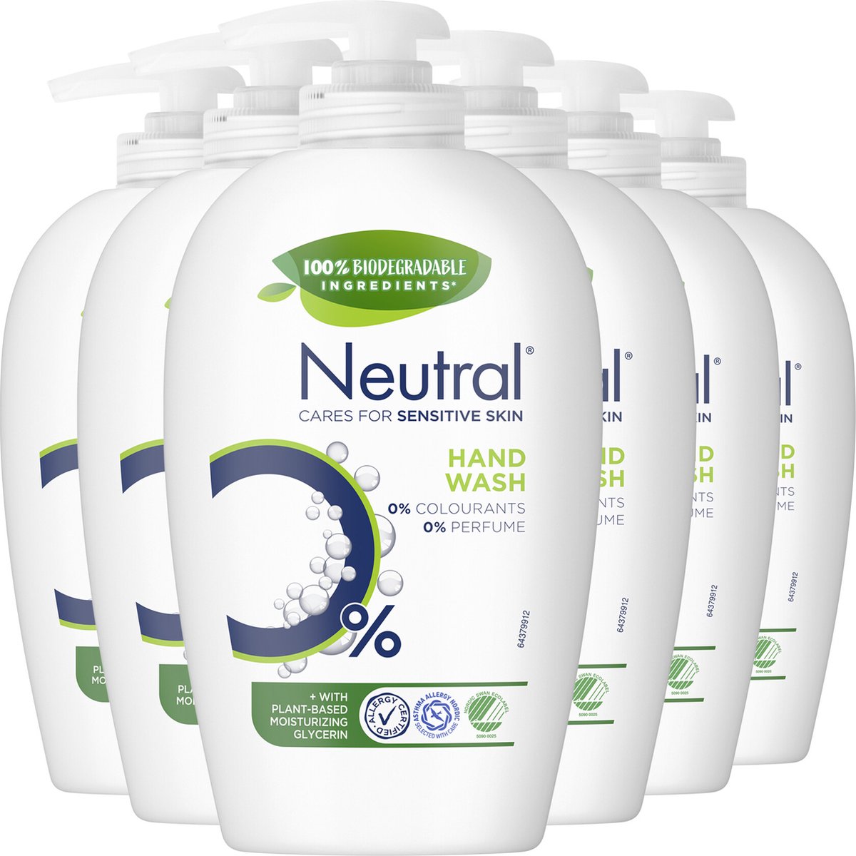 Neutral 0% Vloeibare Handzeep - Parfumvrije - bevat 0% parfum en 0% kleurstoffen - 6 x 250 ml