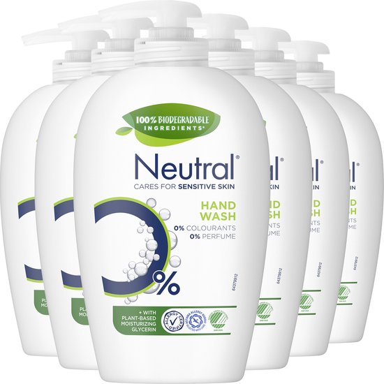 Neutral 0% Vloeibare Handzeep - Parfumvrije - 6 x 250 ml - Voordeelverpakking