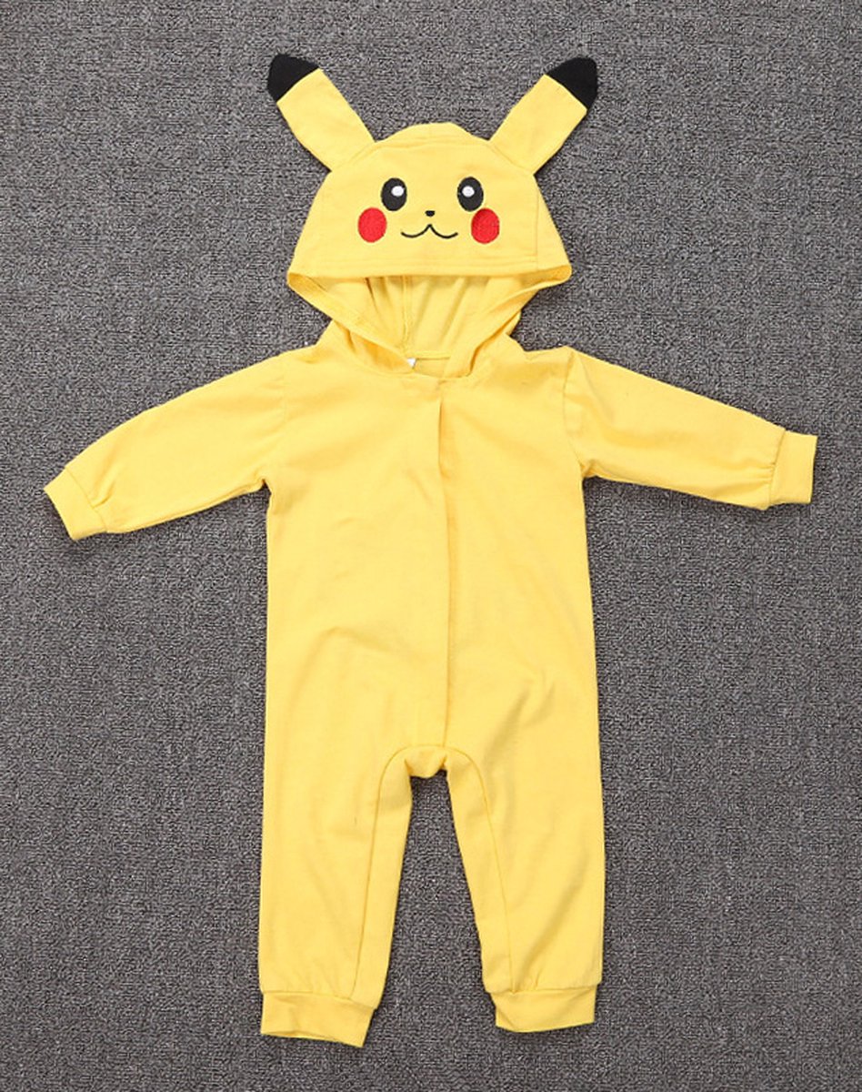 KIMU® Gele Hamster Baby Pakje Tricot - Maat 80-86 - Cavia Kostuum Geel Pak - Boxpakje Jongen Meisje Onesie Pikachu Kraamcadeau Festival