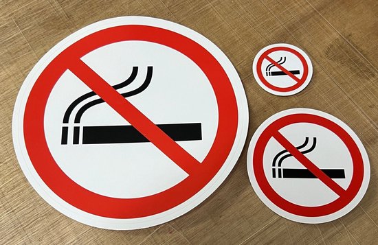 40 Stickers van 10 cm | Verboden te Roken Stickers | Roken verboden zijn er in 3 Maten (5cm, 10cm, 20cm)