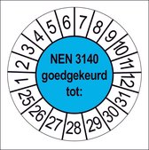 Blauw | NEN 3140 Keuringsstickers op Strip (1000 stuks) | 2025-2031