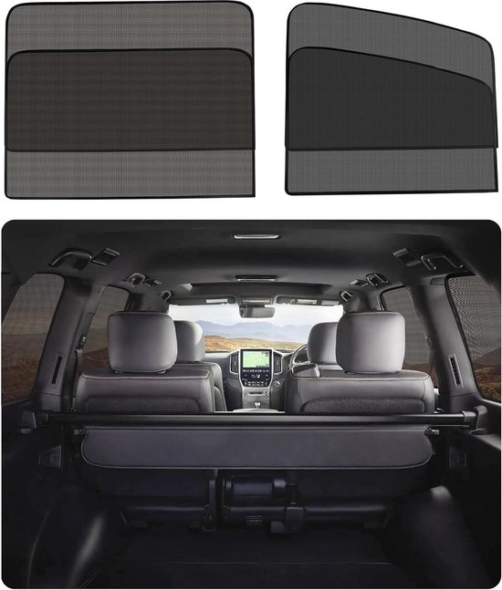 Foto: Zonwering voor auto baby 4 stuks magnetisch zonnegordijn met uv bescherming verduistering autoruiten meer magneten automobielgeneraal voorruit achterruit zonnescherm auto baby