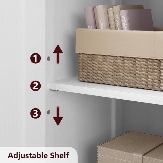FOREHILL 190 cm Vitrinekast met 4 glazen deuren Hoge Boekenkast Keukenkast Dressoir Opbergkast Woonkamer Wit