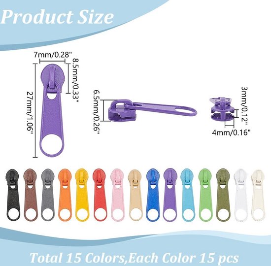 Reparatieset met ritssluiting, 85-delig, metalen reservelipjes met ritssluiting voor het repareren van jeans, jassen, jassen, ritsen, zilver/zwart
