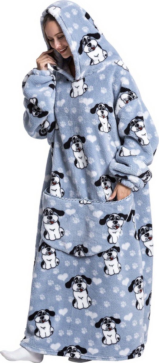 Bovista Hoodie Deken Met Mouwen - Onesie - Fleece Blanket - Dames - Heren - Kinderen - Plaid - Knuffeldeken - Extra Zacht - Dog
