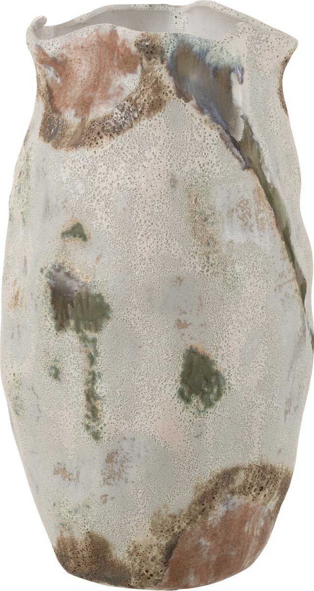J-Line vaas Maan Cilinder - keramiek - mix - 46 cm hoog Beige