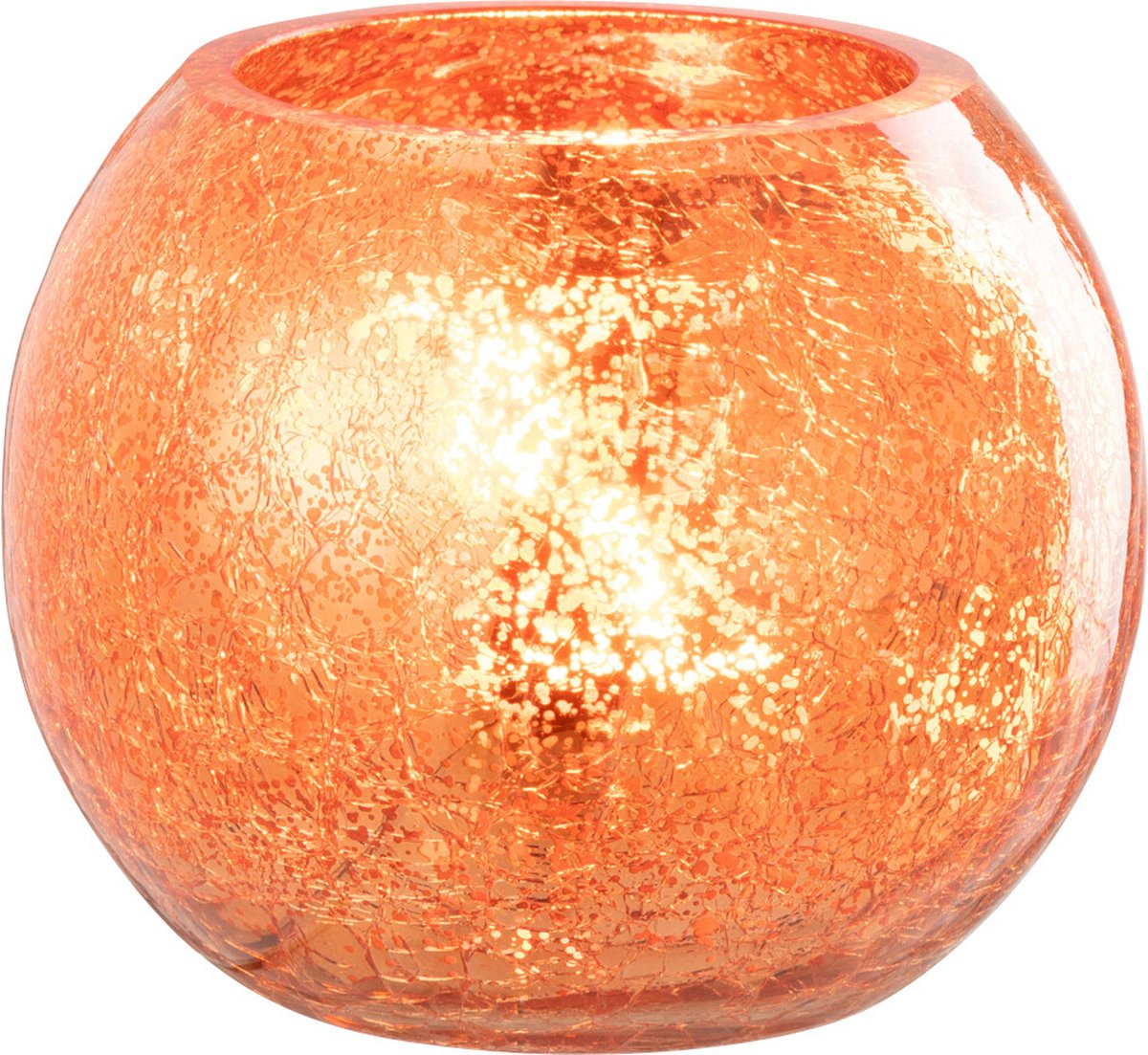 J-Line theelichthouder Bal Craquelé - glas - goud - small Oranje