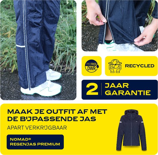 RainRider Regenbroek voor dames en heren (zwart-blauw) waterdicht incl. afneembaar schoenovertrek, zwart, M
