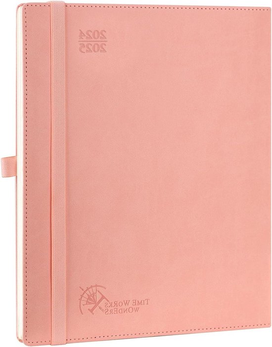 Foto: Weekplanner 2024 2025 grote agenda 265 x 215 cm 17 maanden verwijderbare pennenhouder vegan lederen omslag 80 gsm papier roze