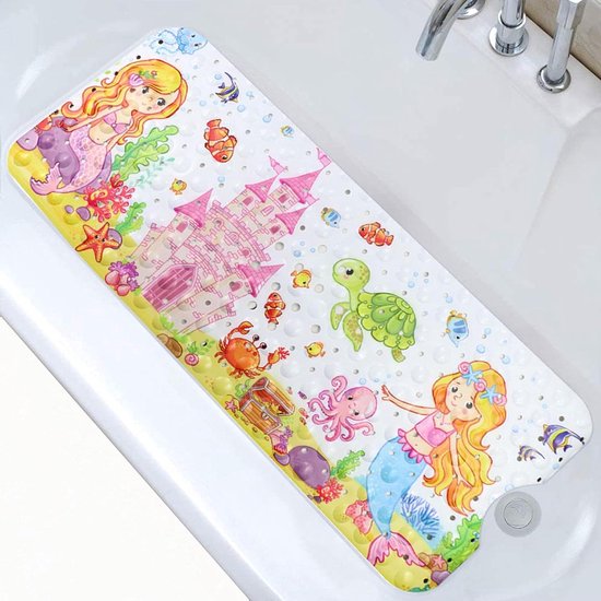 SHUCHING Antislip badmat voor kinderen, antislip, schimmelbestendig en machinewasbaar, BPA-vrij, zeemeermin