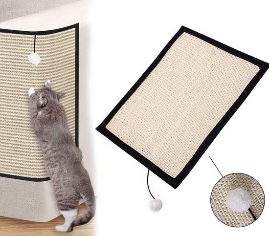 casa pura Katten krabmat van natuurlijk sisal, krasmogelijkheden voor katten, krabmeubel voor muur of vloer, robuust en wasbaar, 160 x 240 cm, blauw