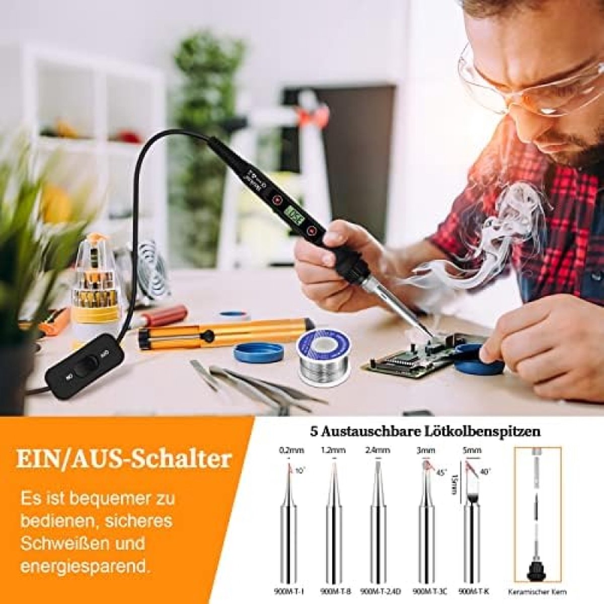 Soldeerbout Van Tin, 80 W, Professionele Set, 13 In 1, Met Instelbare Temperatuur 180 520 C Inclusief 5 Punten Desoldeerpomp Houder Pincet En Lasdraad Ideaal Voor Reparaties 2313454730