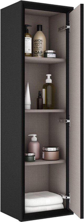 Armoire haute Adema Prime Core - 120x34,5x34,5cm - 1 porte - noir mat - MDF