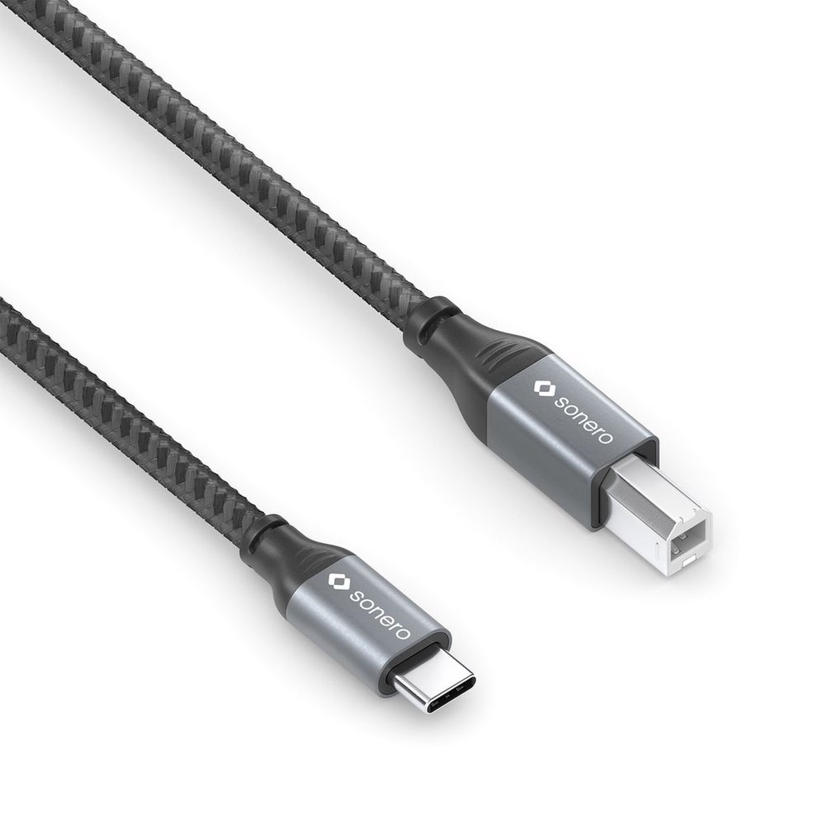 sonero SPC-U020-020 USB-kabel USB 2.0 2 m USB C USB B Zwart, Grijs