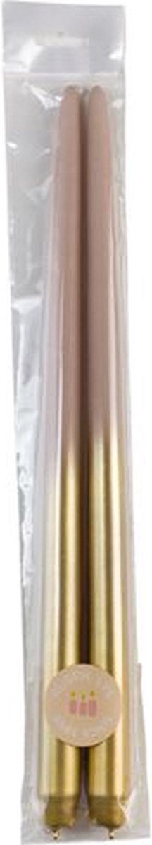 Rustik Lys - XL tweelingkaars 'Gold' (Set van 2, Nude)