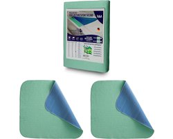 Wasbare incontinentie-oplegger 50 x 70 cm set van 2 - 4 lagen - tot 26280 ml/m² zuigkracht - wasbare incontinentie-onderlegger - wasbare matrasbeschermer voor babybed en kinderbed incontinentie onderlegger