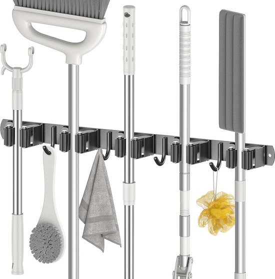 Bezem & Tuin gereedschap Ophangsysteem - Wandhouder voor bezems en tuingereedschap - Bezem Houder - Wand Ophangsysteem Stelen - Tuingereedschapshouder - Steelklem - Bezemhouder voor 5 stelen
