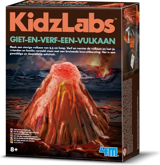 4M Knutselen en Experimenteren - Giet En Verf - Vulkaan - Wetenschap en Spel - Bouwpakket Geologie - KidzLabs - 8 Jaar