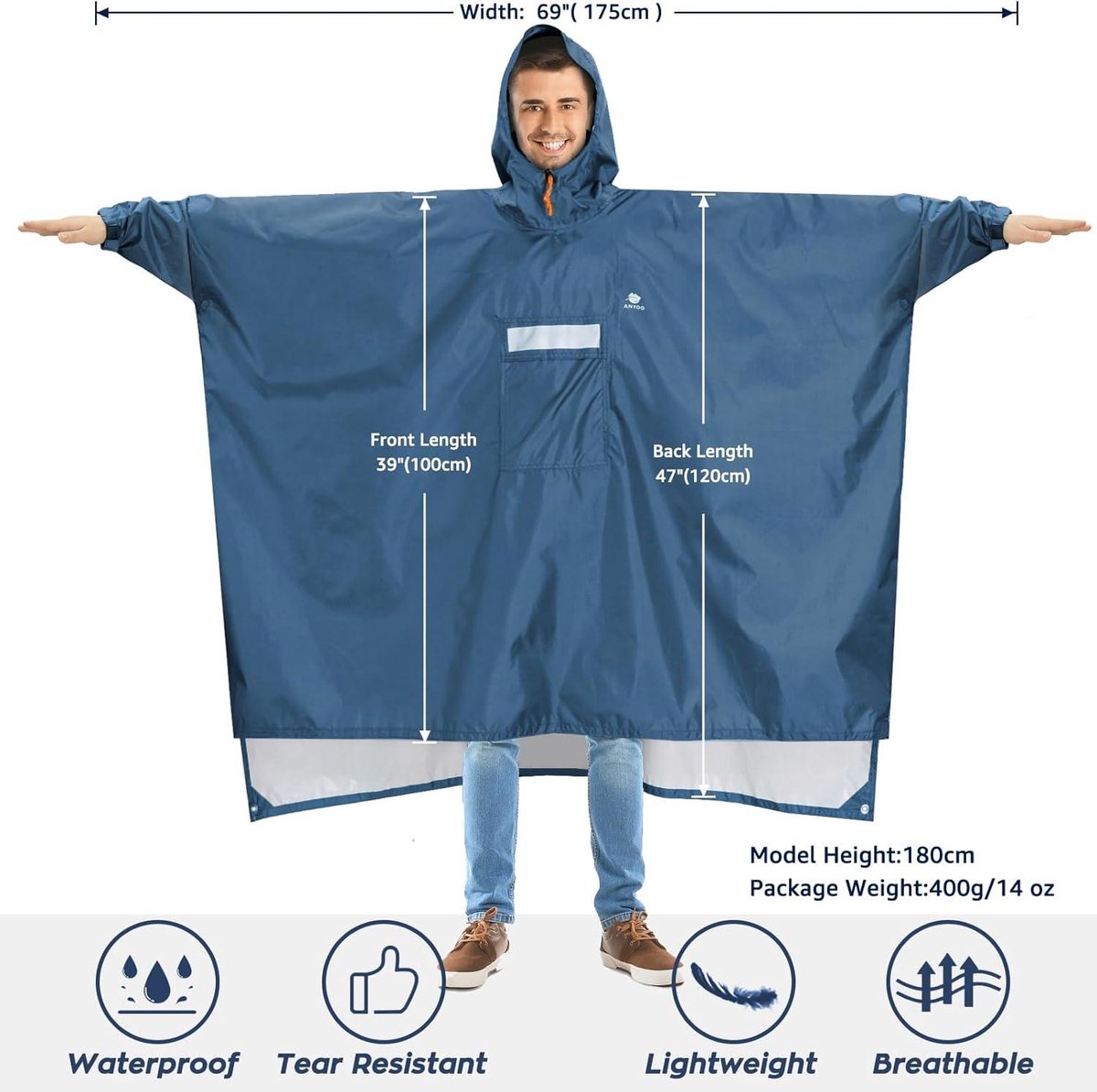 3-in-1 poncho waterdicht multifunctioneel, licht en sneldrogend, regenjas voor heren en dames, regenponcho voor wandelen kamperen (DE/NL/SE/PL, Alfabetisch, One size, Regular, Regular, Camouflage