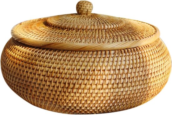 ronde gevlochten rotan – Opbergkommen voor het serveren
