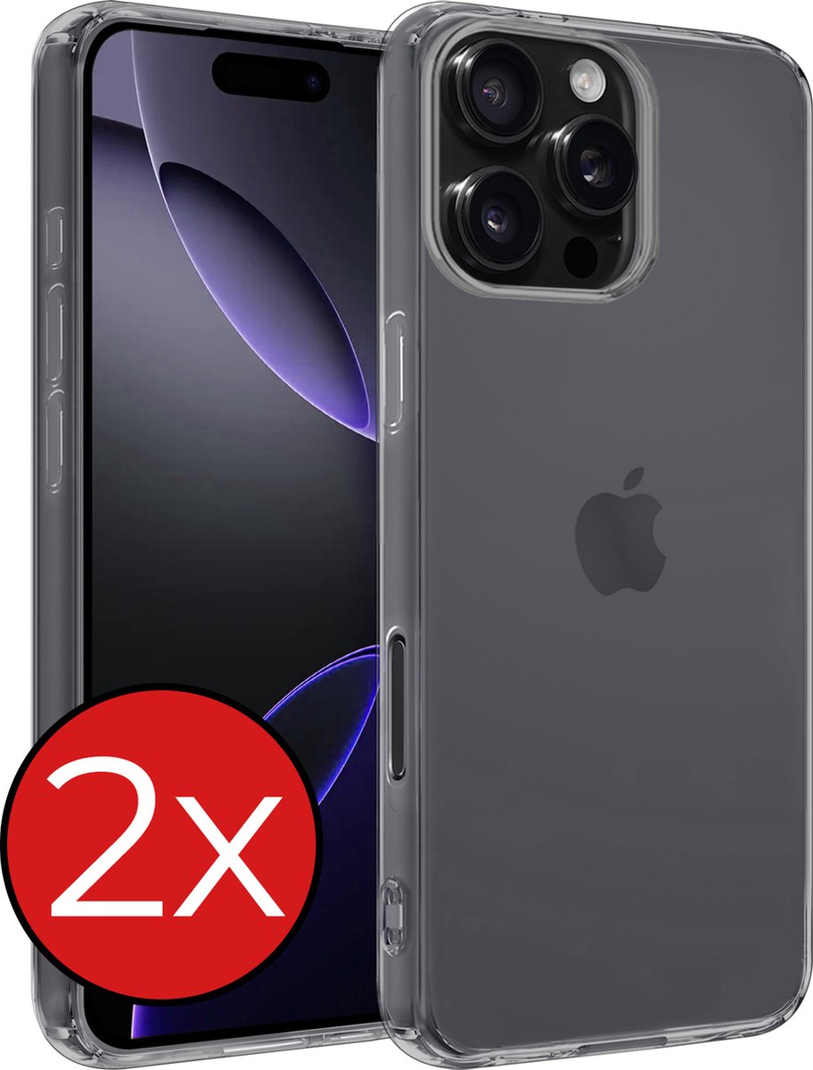 Hoesje - 2 Stuks - Geschikt voor Apple iPhone 16 Pro - Sterk & Shockproof - Telefoonhoes - Back Cover - Case Siliconen - Telefoon Hoes - Transparant