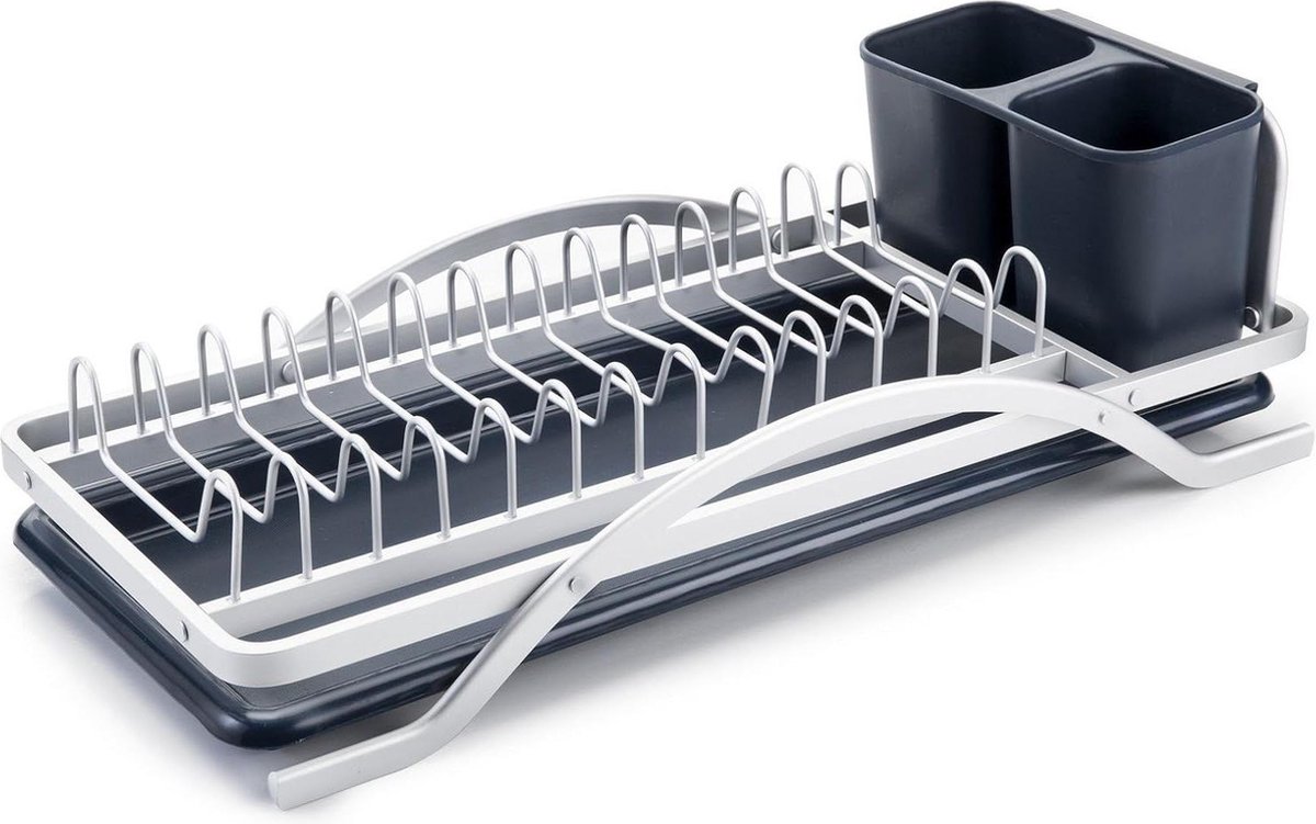 Goedkoopste Afdruiprooster borden bestek - kunststof aluminium zilver - 16 x 5 x 7 cm