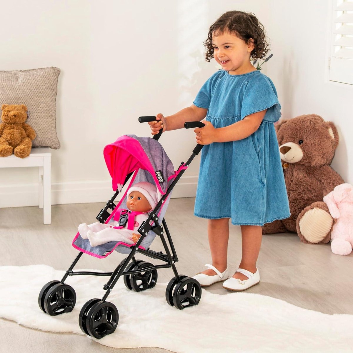 Junior Cruise Kinderwagen in Grijs en Roze voor Kinderen - afbeelding 3