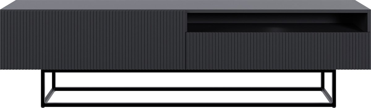 Selsey Veldio - TV-kast met open vak, zwart/goud, 175 cm